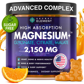 Gummies Magnésium Glycinate 2150MG Secret Element vue avant avec emballage orange