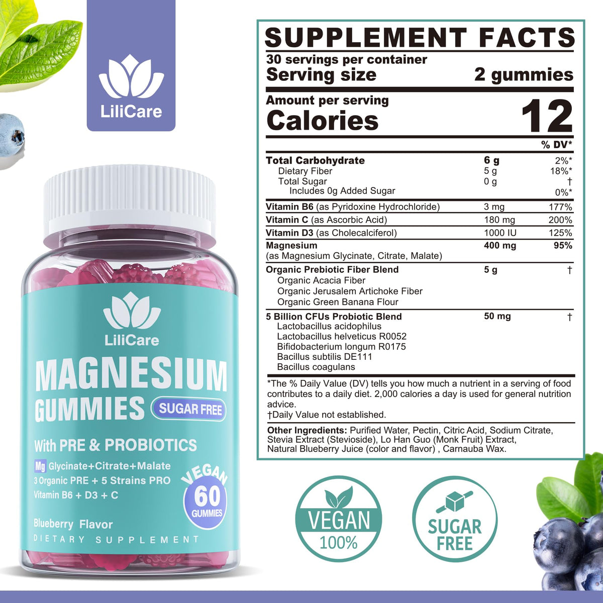 Gummies Magnésium Glycinate LILICARE en vue de dessus