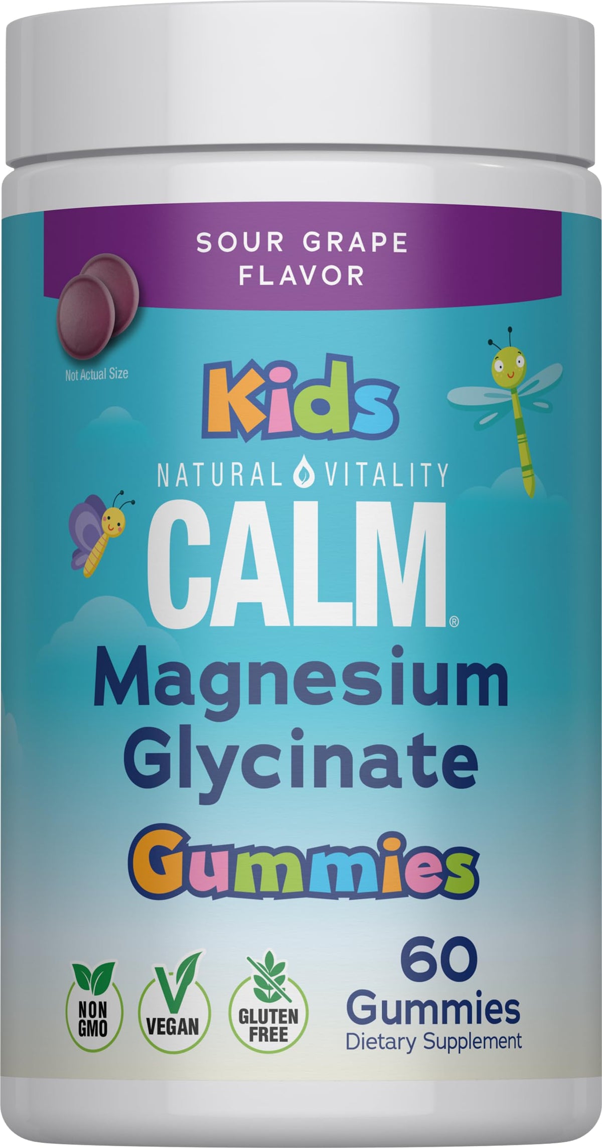 Gummies Magnesium Glycinate Natural Vitality 272g saveur raisin vue de face