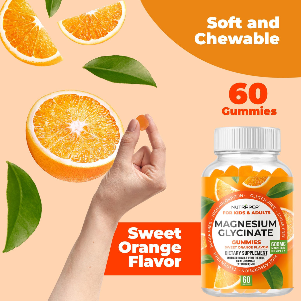 Gummies Magnésium Glycinate NutraPep dans une main