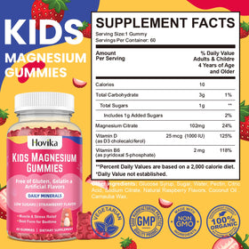 Gummies Magnésium Hovika avec étiquette des ingrédients