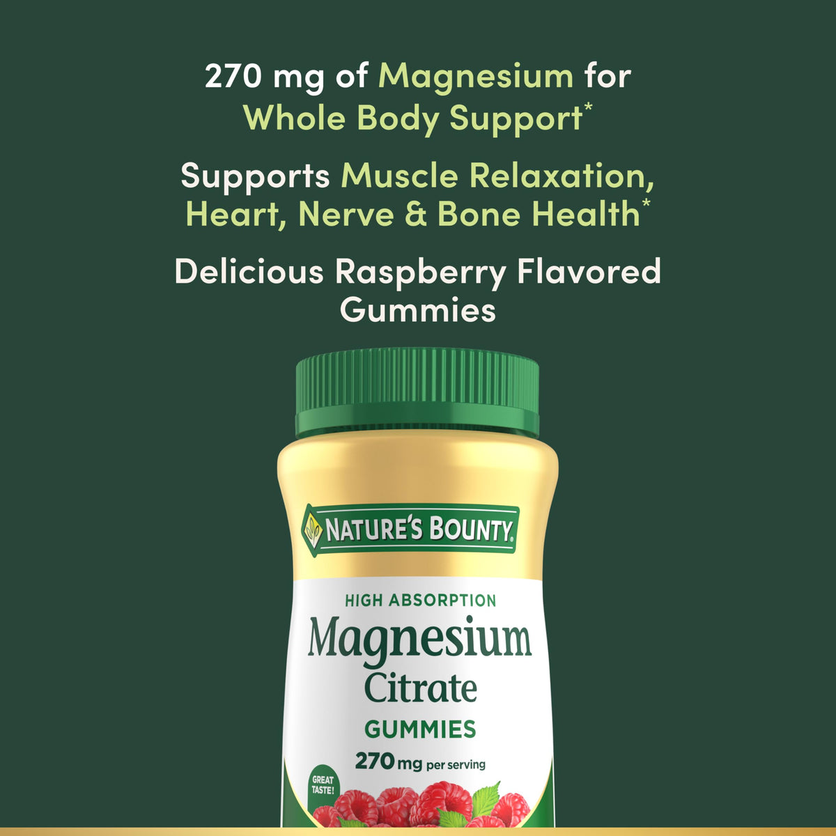 Gummies Magnésium Nature's Bounty sur une table