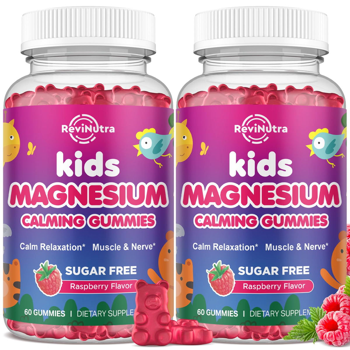 Gummies magnésium ReviNutra 2 pack 400mg framboise vue avant