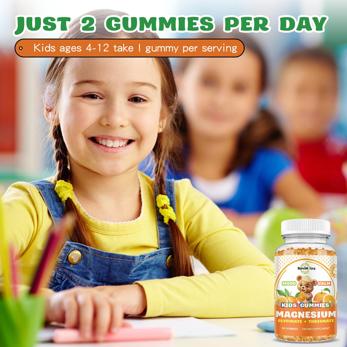 Gummies magnésium ReviNutra 60 gummies orange arrière