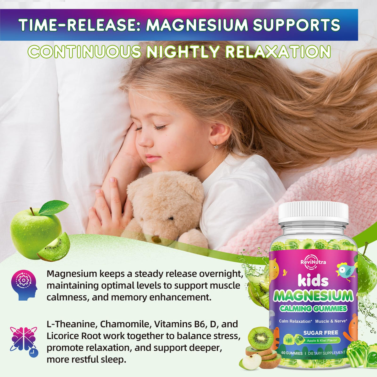 Gummies magnésium ReviNutra avec racine de réglisse et vitamines