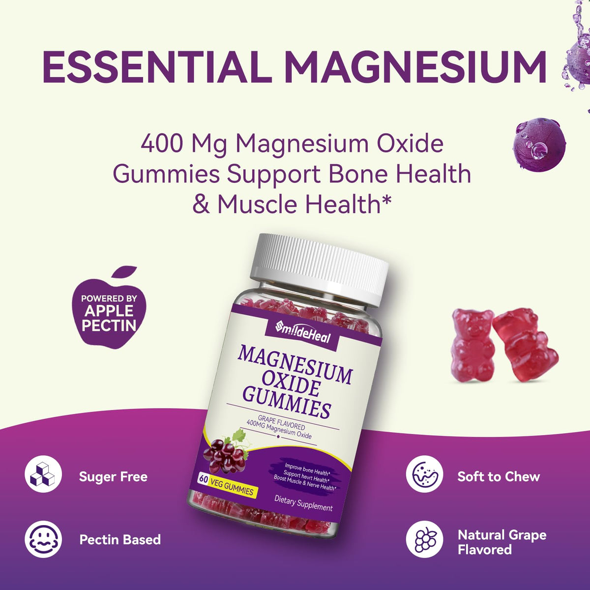 Gummies Magnésium SmildeHeal, arrière du paquet avec ingrédients