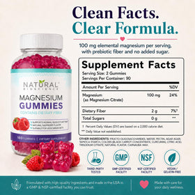 Gummies Magnésium Sucres 100 mg, gummies disposés sur un fond coloré
