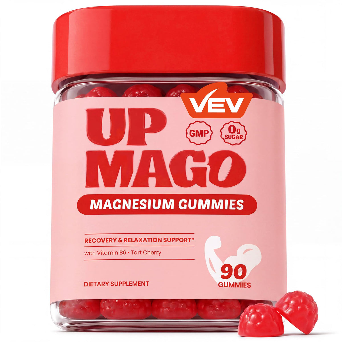 Gummies magnésium VEV 90 unités vue avant avec couvercle
