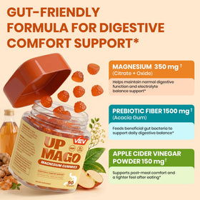Gummies magnésium VEV disposés sur une table en bois