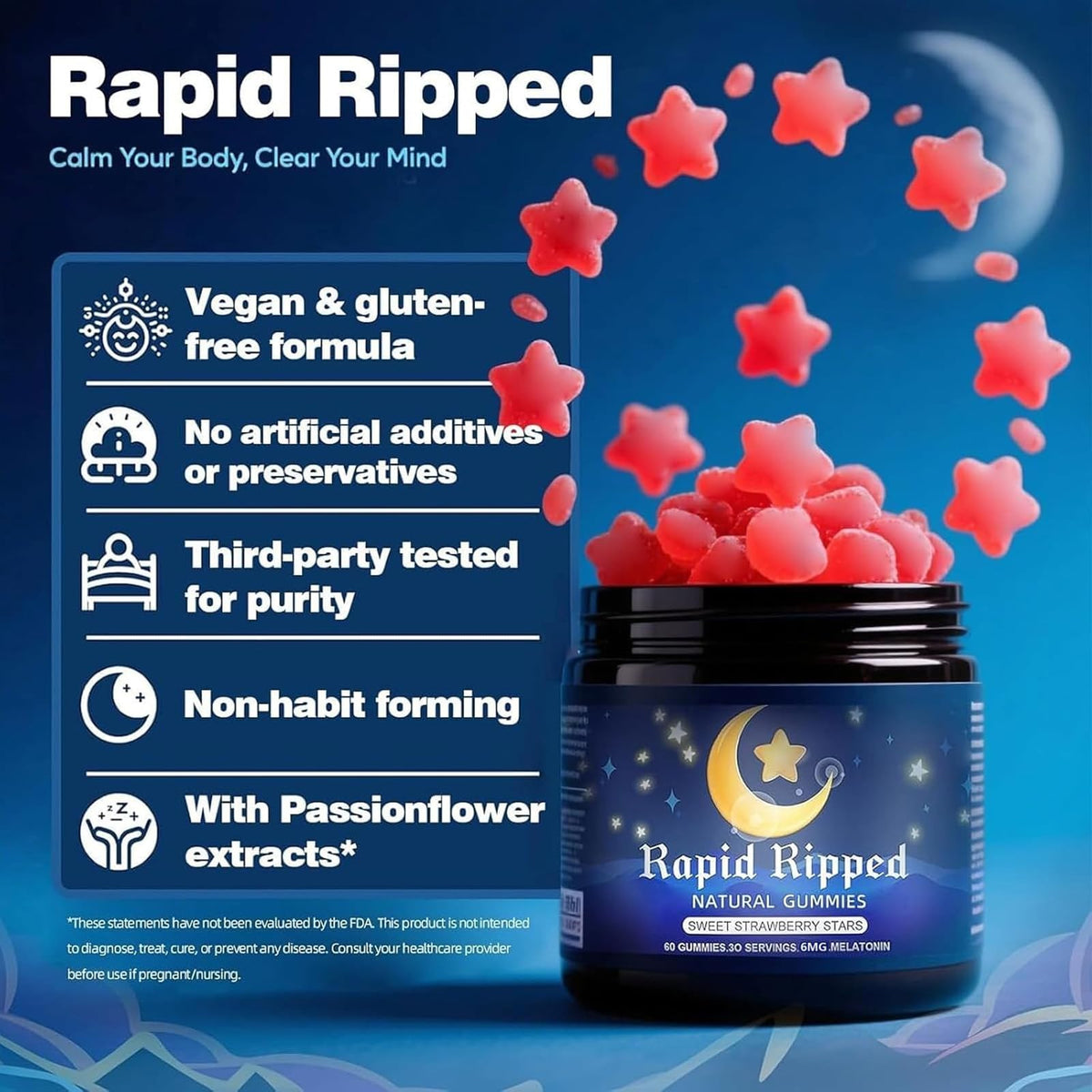 Gummies MAPUG pour le sommeil, vue de côté montrant la texture