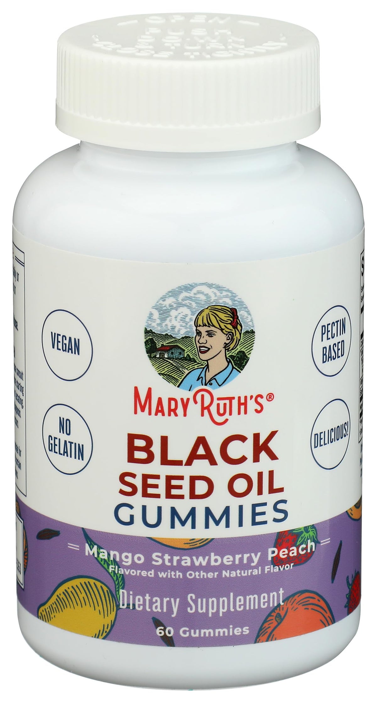 Gummies MARYRUTH'S avec des fruits en arrière-plan