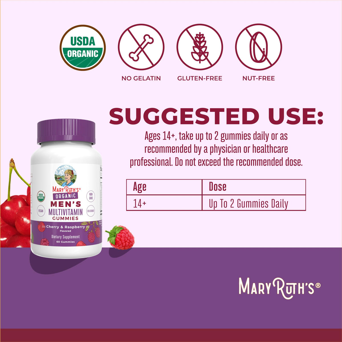 Gummies MARYRUTH'S avec étiquette bio et végan