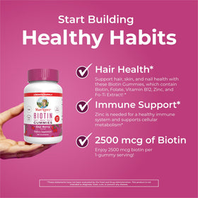 Gummies MARYRUTH'S Biotine avec des ingrédients naturels en arrière-plan