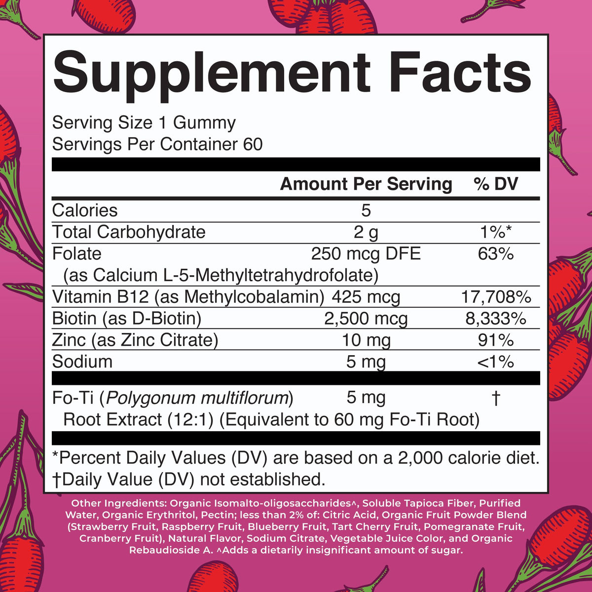 Gummies MARYRUTH'S Biotine avec goût de baies de goji sur fond blanc