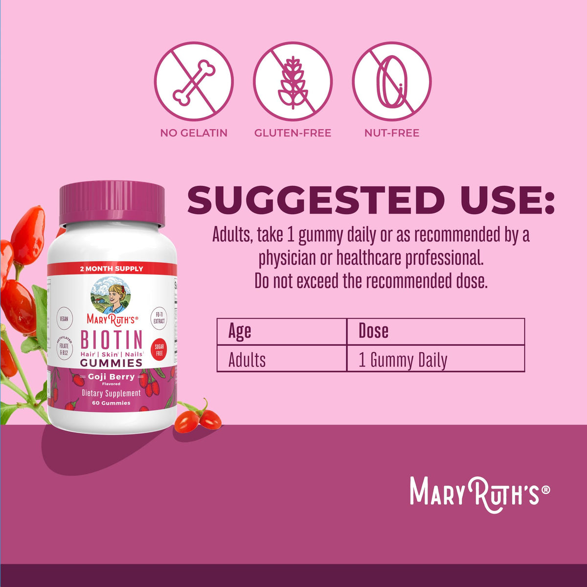Gummies MARYRUTH'S Biotine montrant la texture et la couleur
