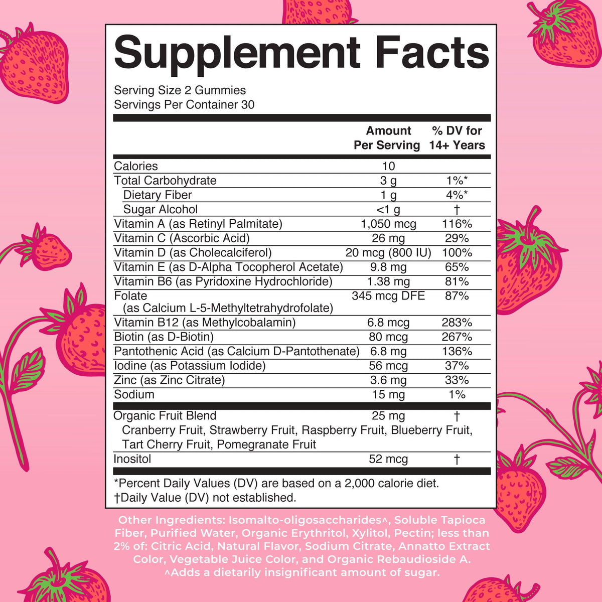 Gummies MARYRUTH'S multivitamines au goût fraise, vue de près