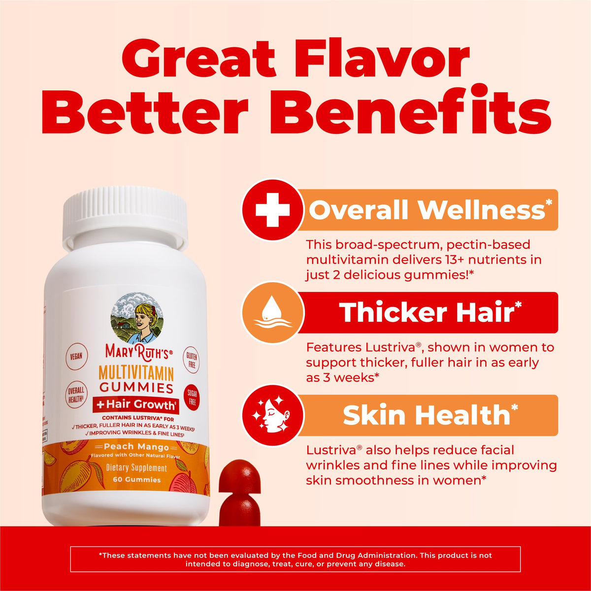 Gummies MARYRUTH'S Multivitamines Croissance Cheveux sur une table