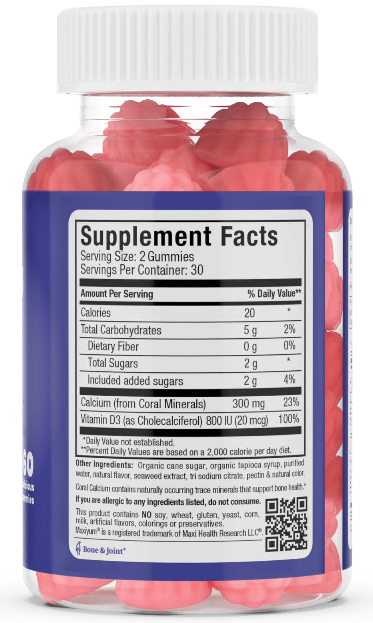 Gummies Maxi Health Calcium, présentation des gummies dans une assiette