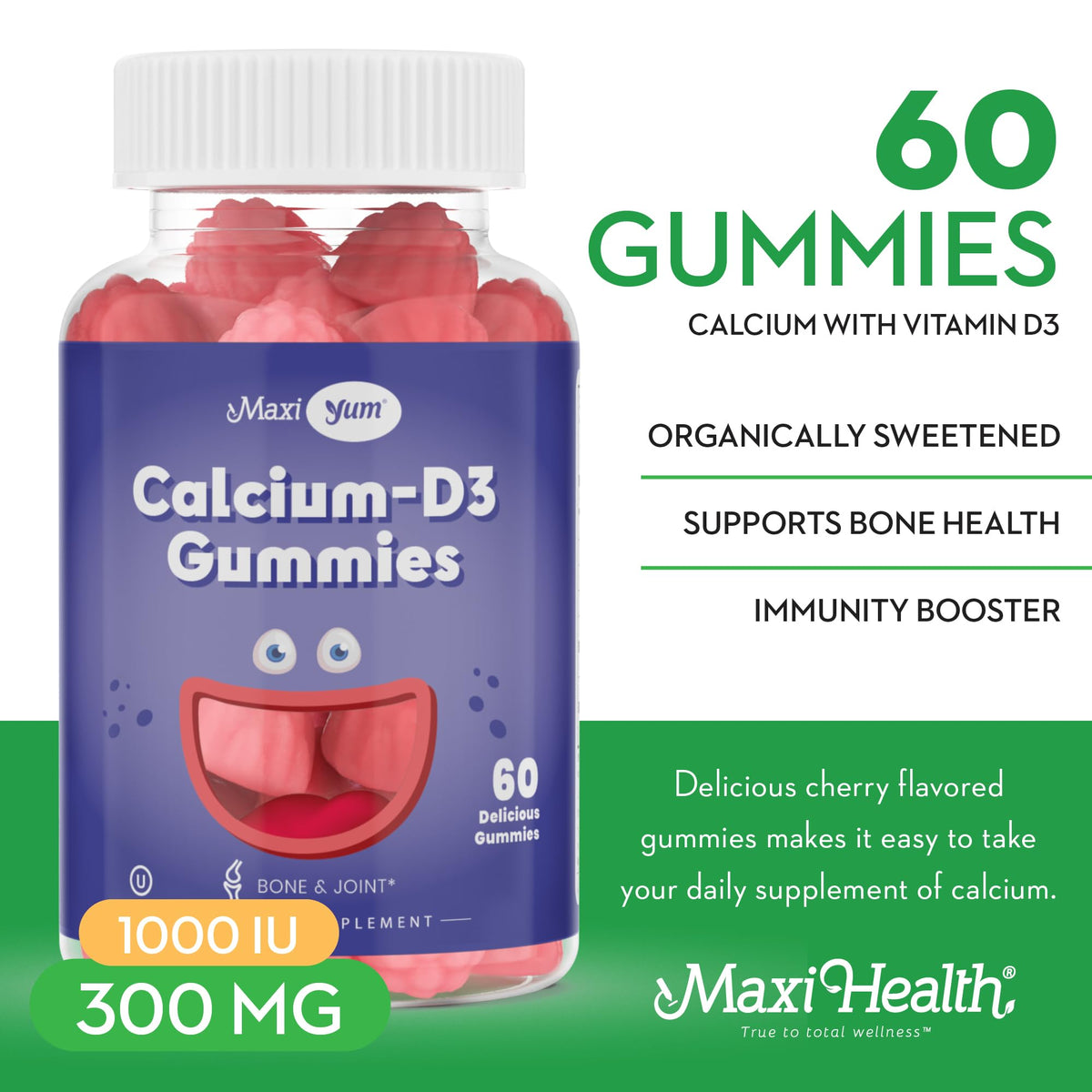 Gummies Maxi Health Calcium, taille et texture des oursons