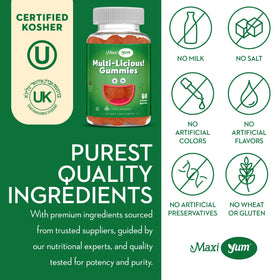 Gummies Maxi Health multivitamines avec une cuillère