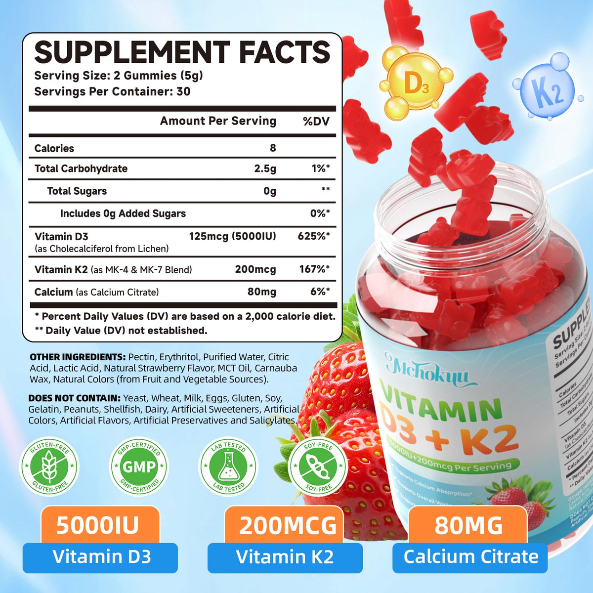 Gummies Mchokuu au goût de fraise, présentation des gummies
