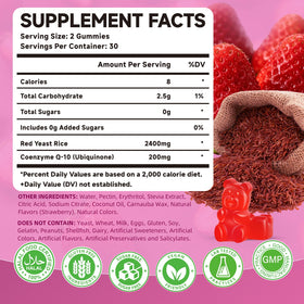 Gummies Mchokuu au riz rouge, gélifiés de couleur rouge, sur fond blanc