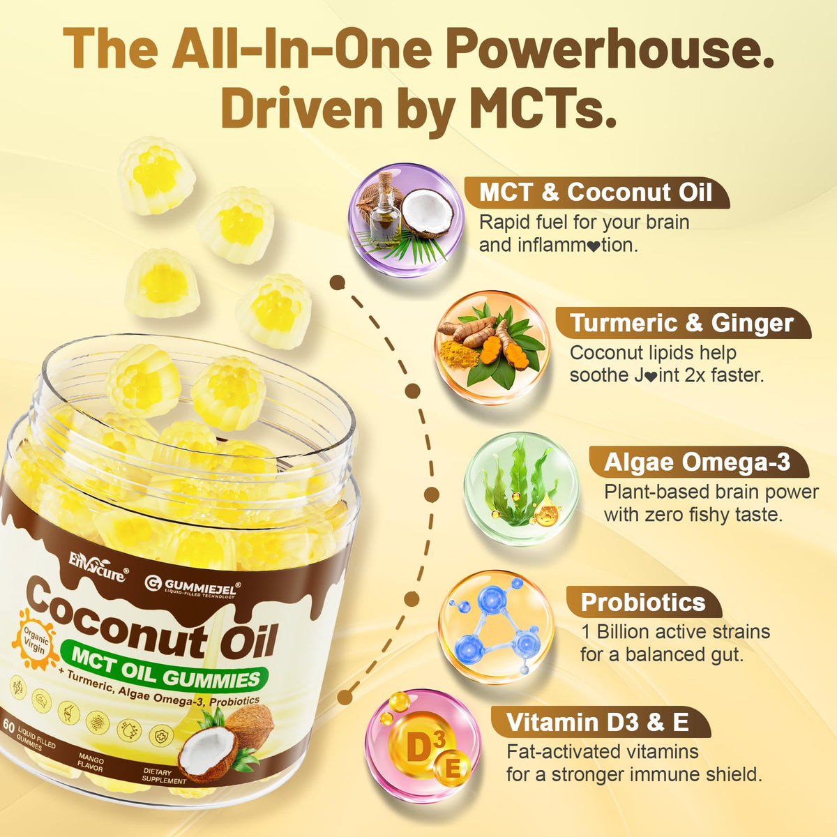 Gummies MCT Oil Bio EnvyCure, ingrédients naturels
