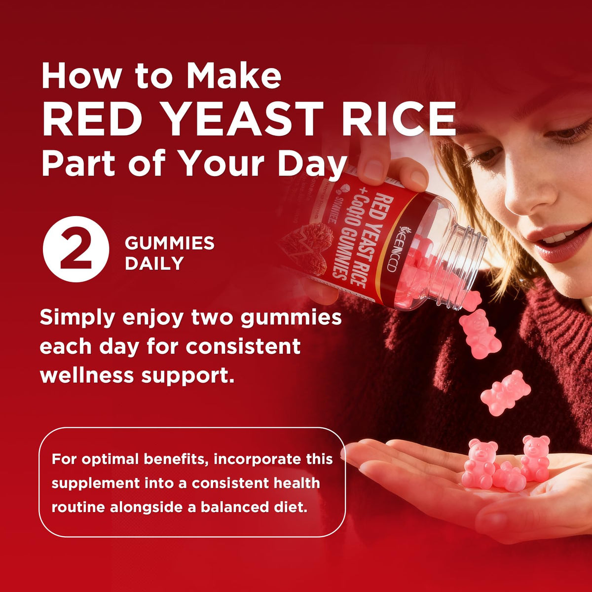 Gummies MEENCCD au riz rouge et CoQ10, côté