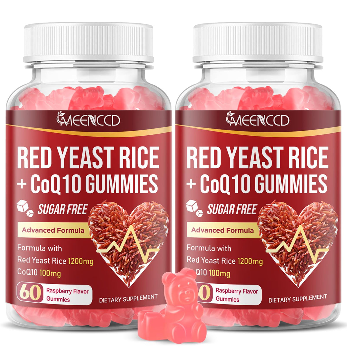 Gummies MEENCCD au riz rouge et CoQ10, vue de face