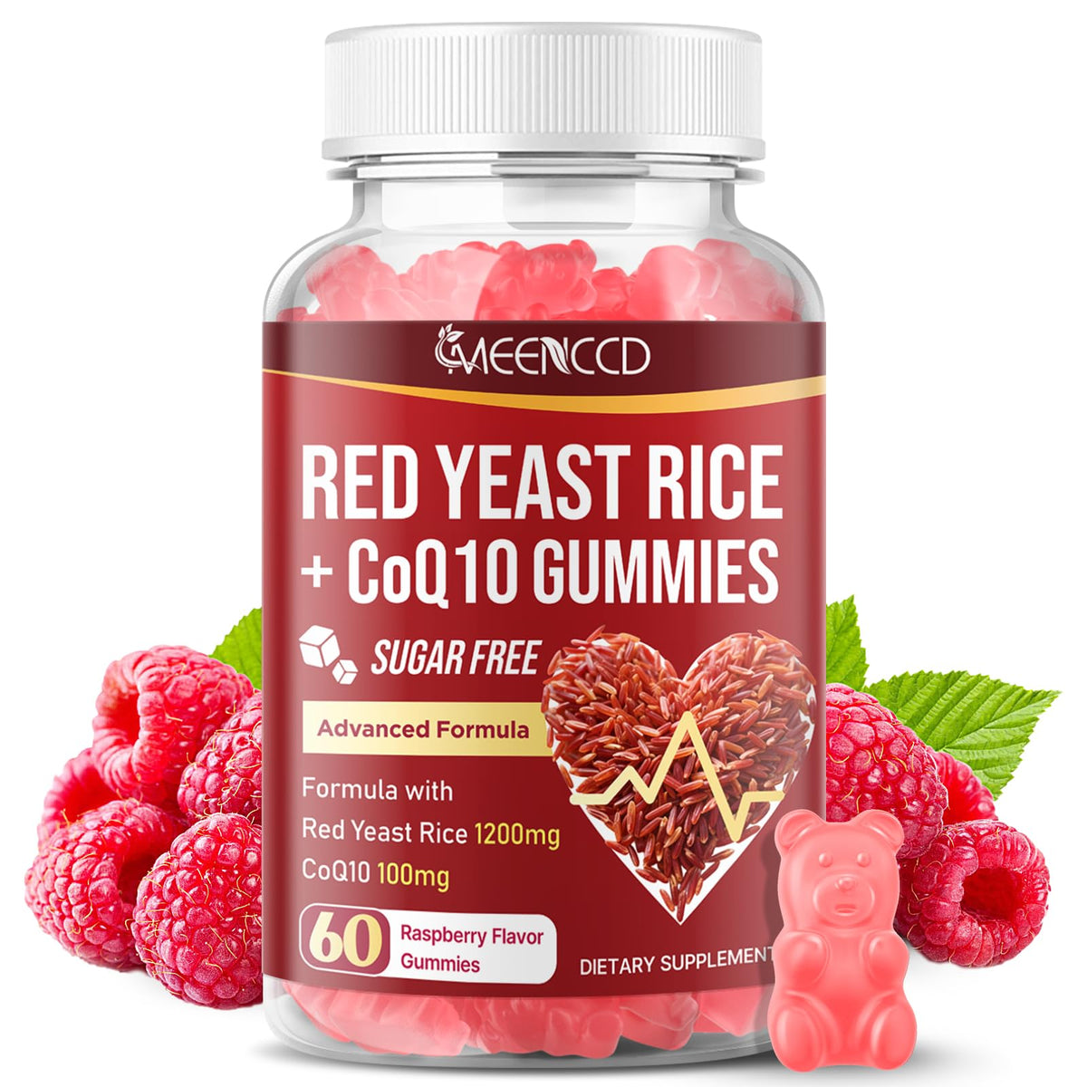Gummies MEENCCD au riz rouge et CoQ10, vue de face