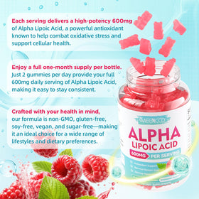 Gummies MEENCCD avec une portion de 600mg d'acide alpha-lipoïque
