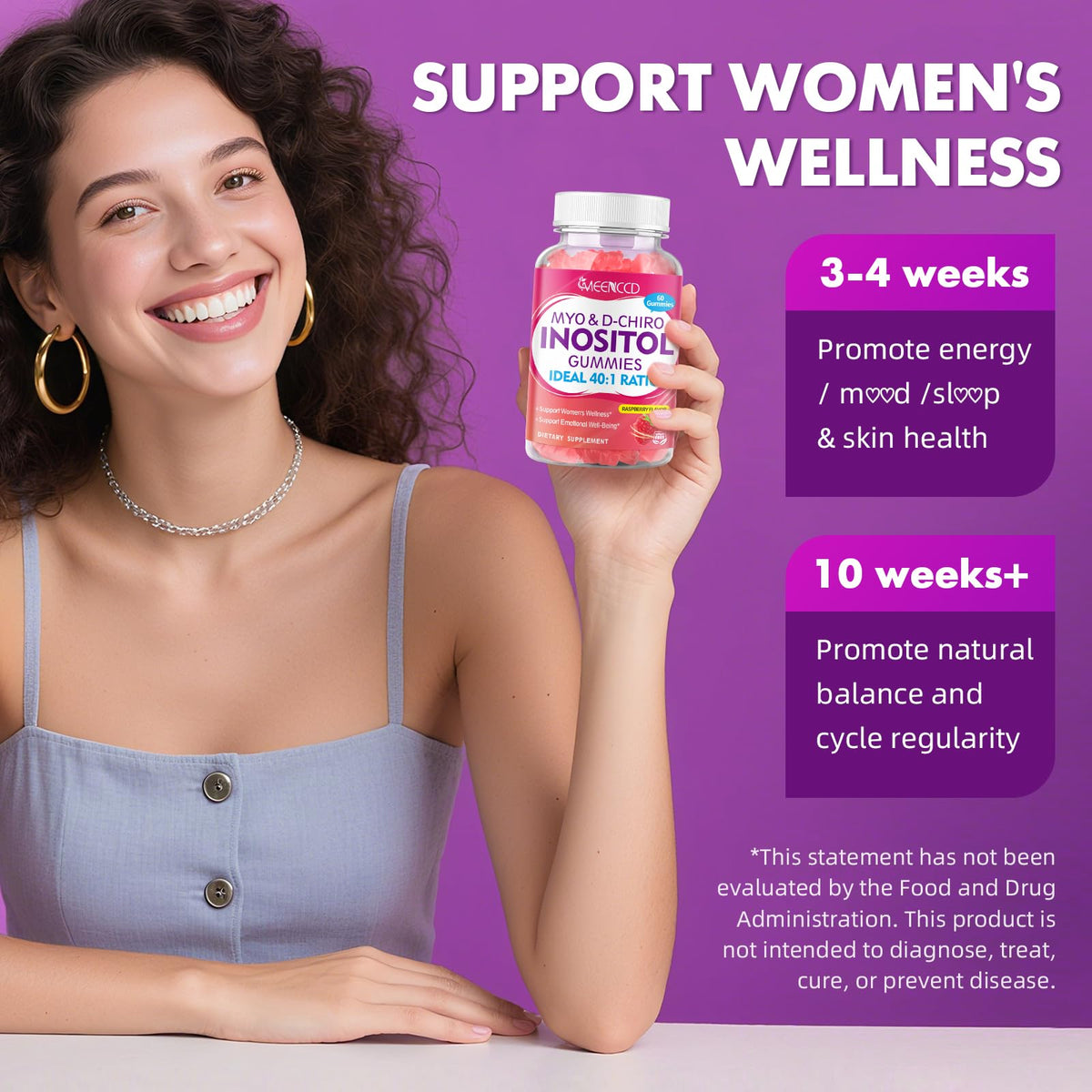 Gummies MEENCCD sur une table, présentation lifestyle