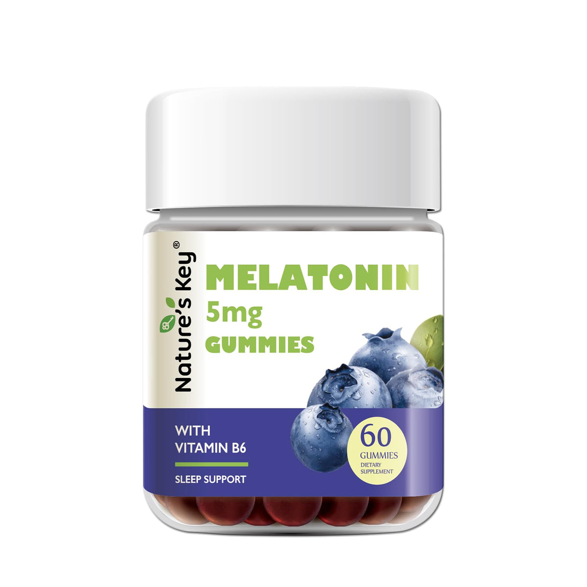 Gummies Melatonin 5mg Nature's Key bouteille vue avant