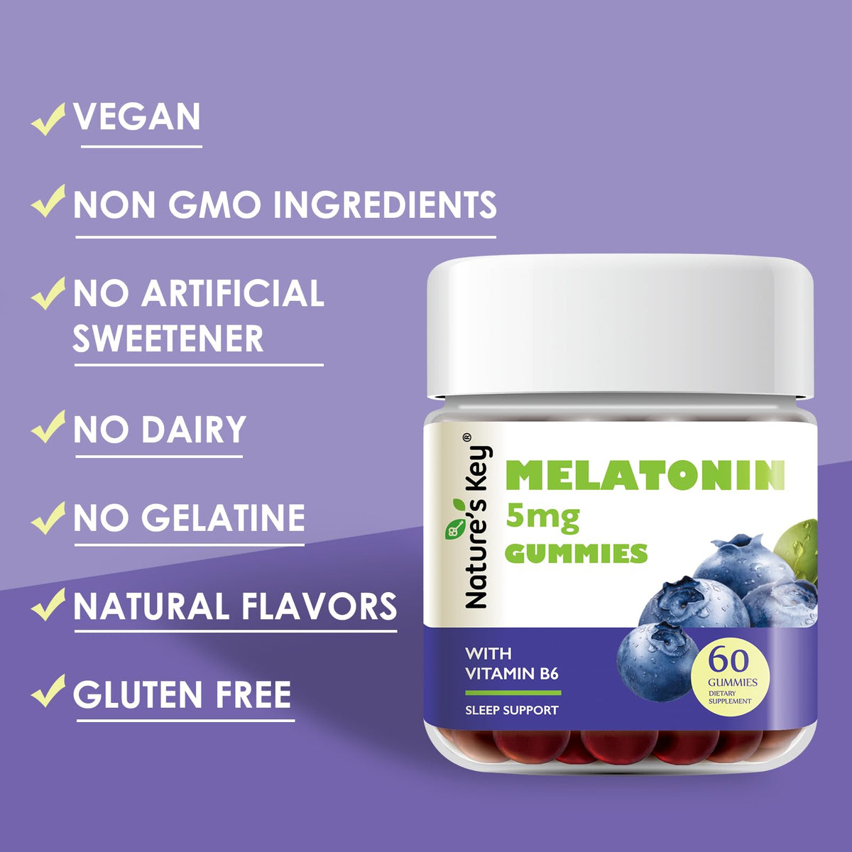 Gummies Melatonin 5mg Nature's Key goût ananas
