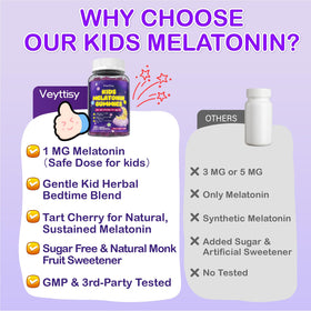 Gummies Melatonine Enfants Veyttisy 1mg dans une main d'enfant