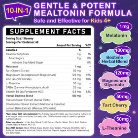 Gummies Melatonine Enfants Veyttisy 1mg en forme de baies mélangées