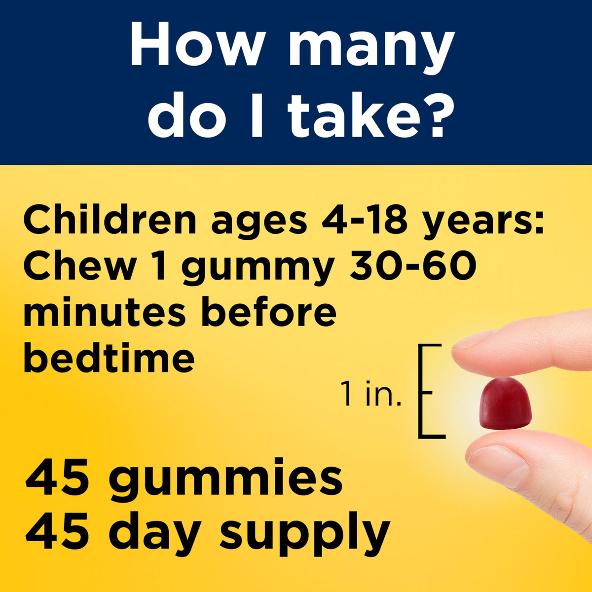 Gummies Melatonine Nature Made pour enfants, présentation ouverte