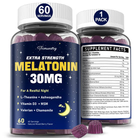 Gummies mélatonine Tcemundry 30mg vue avant avec étiquette