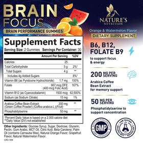Gummies mémoire Nature's Nutrition, arrière de la boîte