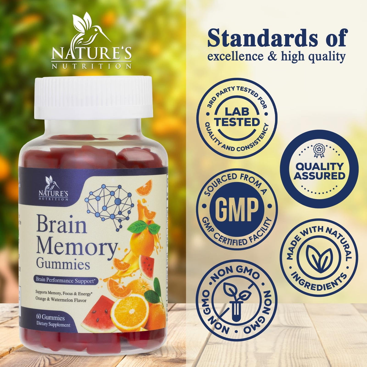 Gummies Memory Nature's Nutrition sur fond blanc
