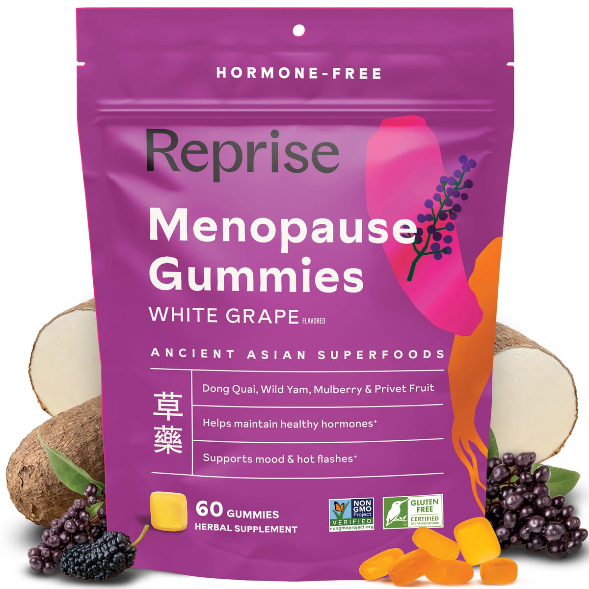 Gummies Ménopause Reprise 60 gummies saveur raisin blanc vue de face