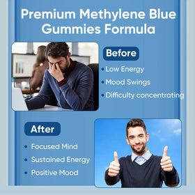 Gummies Methylene Bleu sur une surface en bois