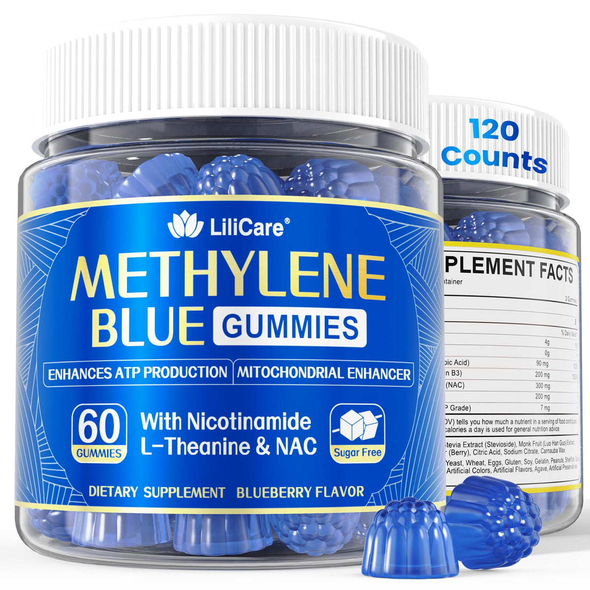 Gummies Methylene Blue LILICARE 120 Ct vue de face