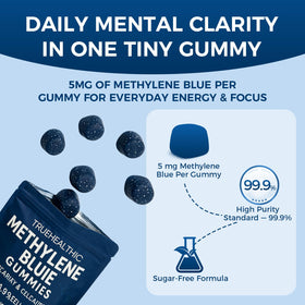Gummies Methylene Blue TRUEHEALTHIC, vue de dessus avec plusieurs gummies