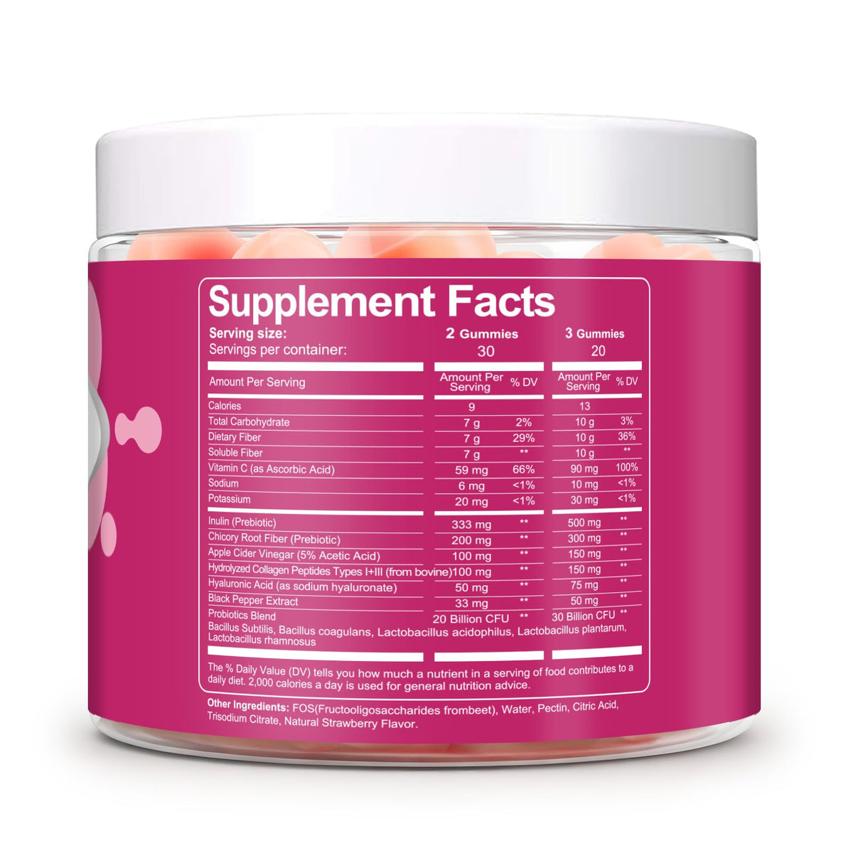 Gummies Migcopat 10G de Fibres avec Collagène et Probiotiques, mise en scène sur une table