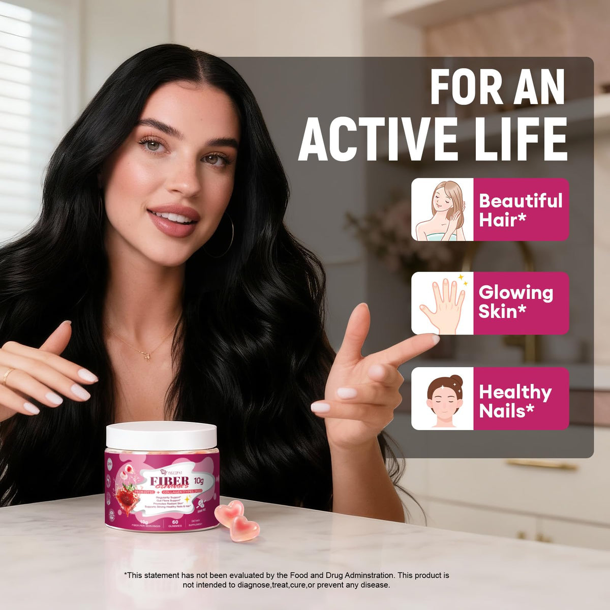 Gummies Migcopat 10G de Fibres avec Collagène et Probiotiques, prise en main