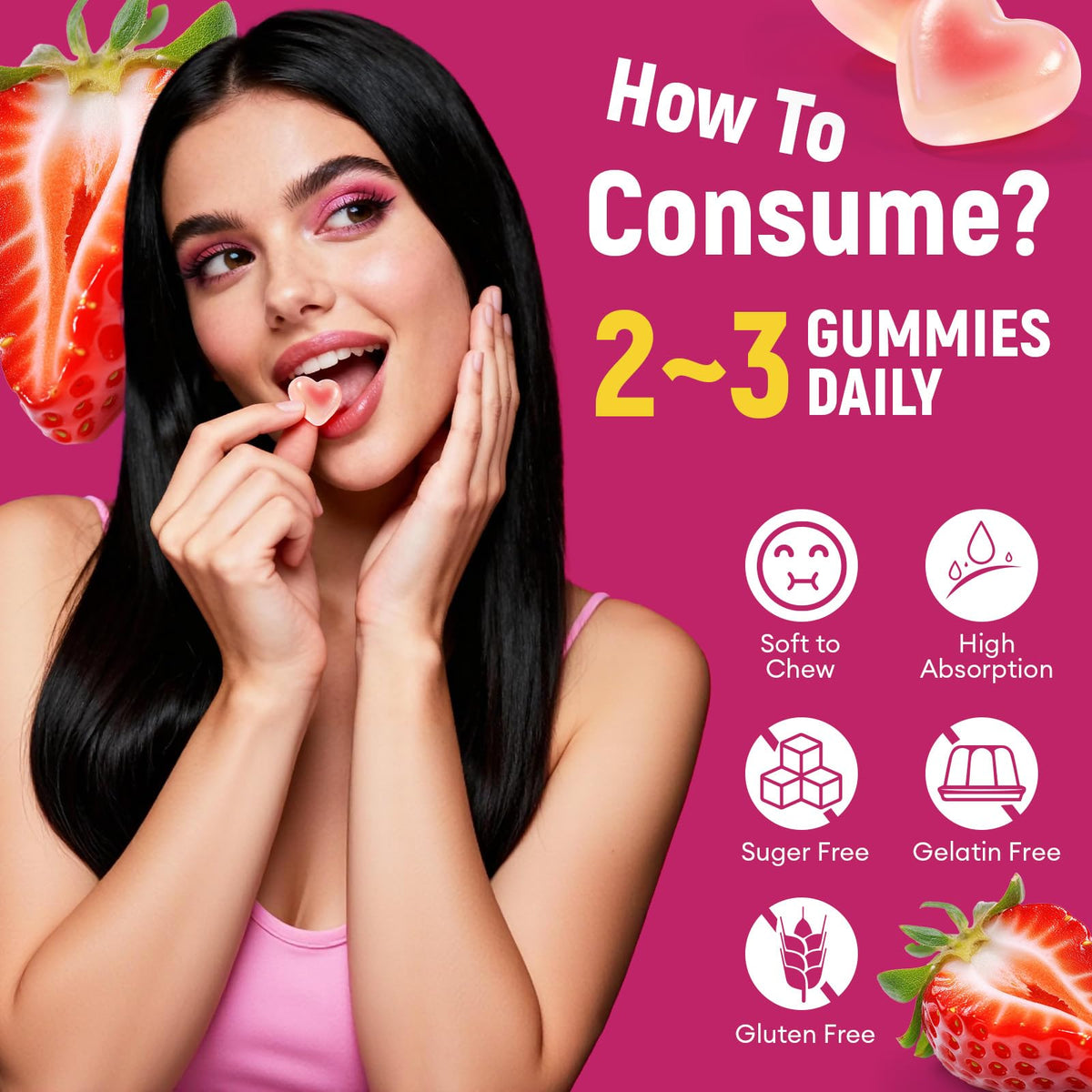 Gummies Migcopat 10G de Fibres avec Collagène et Probiotiques, vue arrière de l'emballage