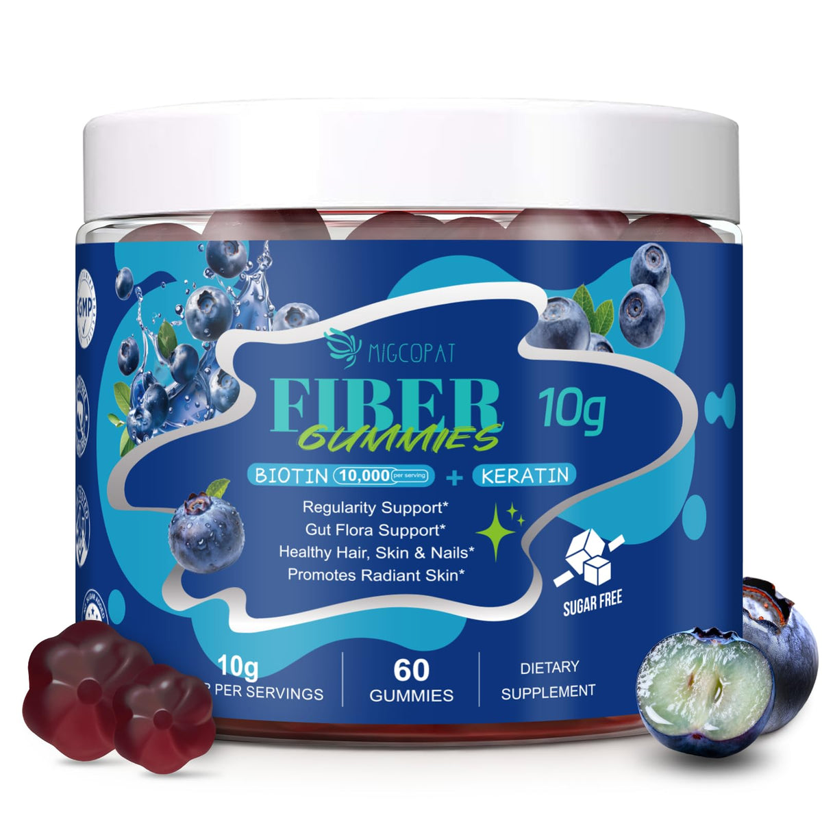 Gummies Migcopat 10G de fibres vue de face avec emballage bleu