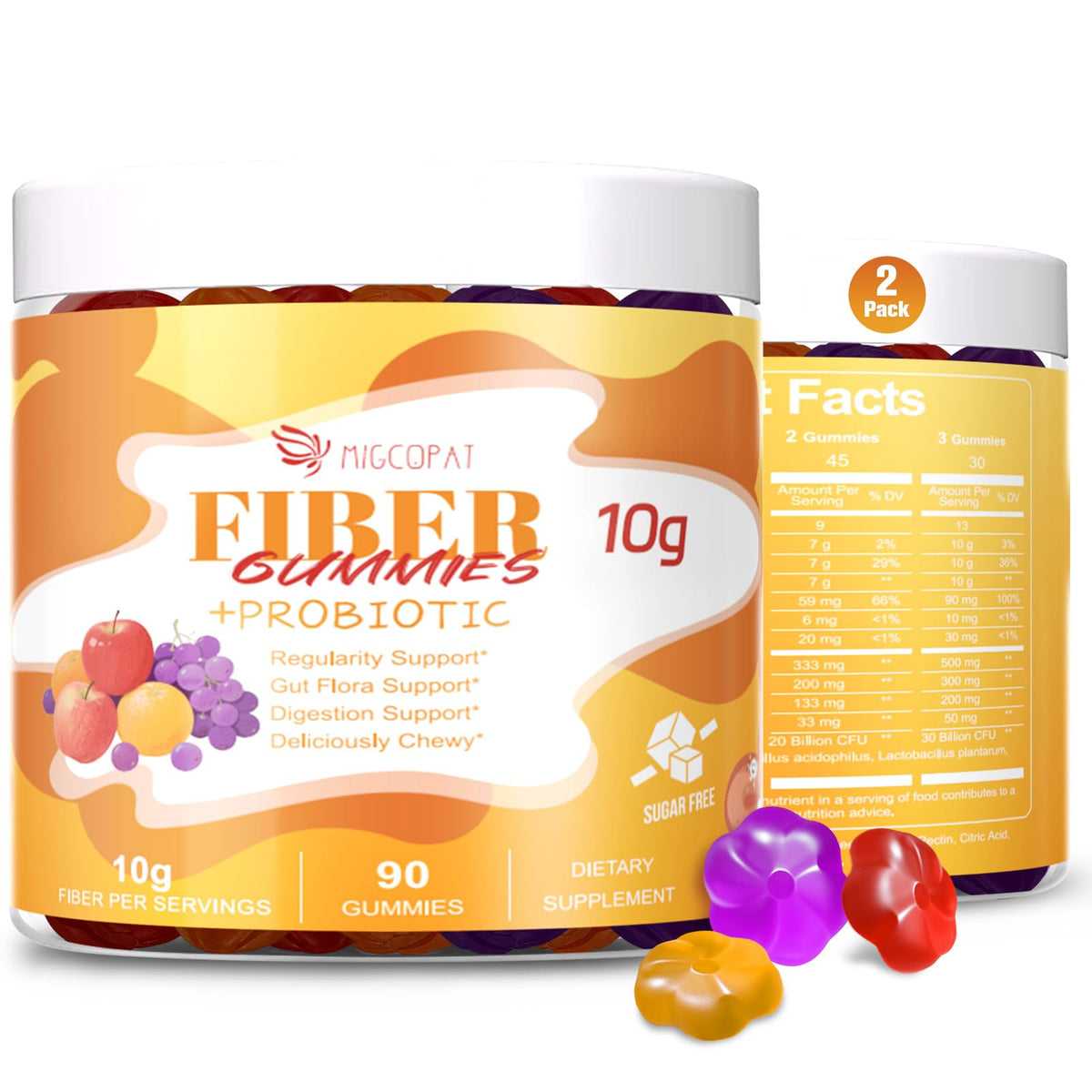 Gummies Migcopat 180 pièces saveurs orange, raisin et pomme