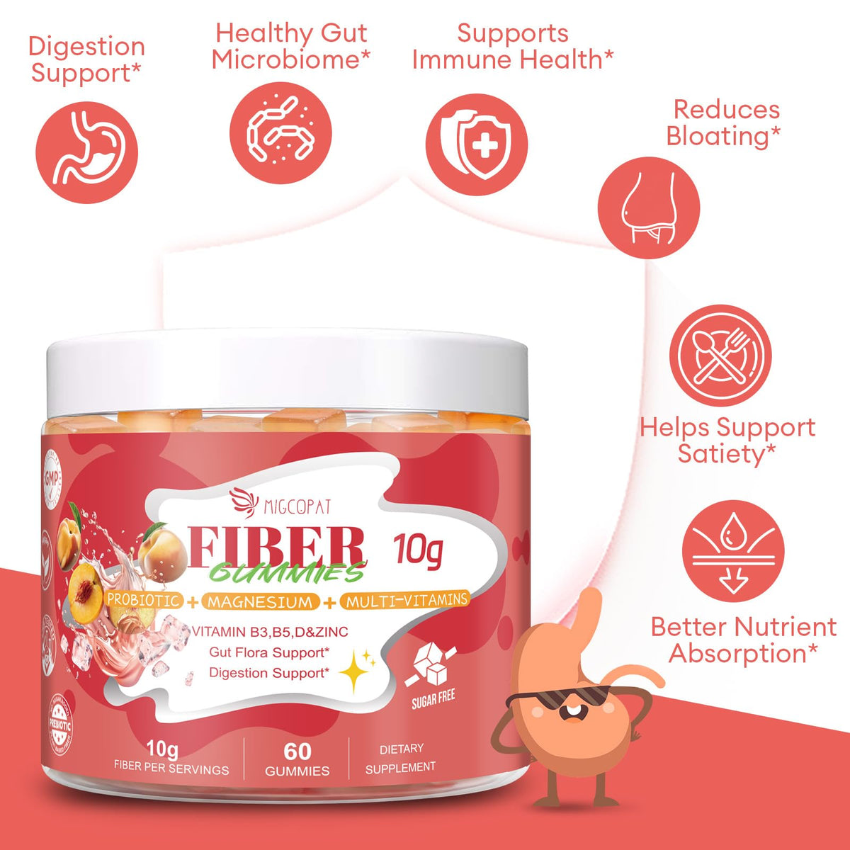 Gummies Migcopat aux fibres naturelles 10G emballage